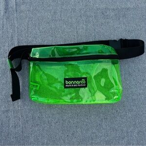 Bonnaroo Green Clear Plastic Waist Pack with Adjustable Strap & Zip Closure